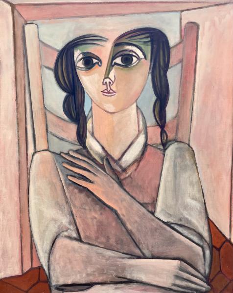 Portrait rose aux deux tresses, mars 1985