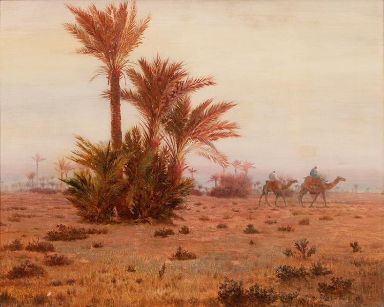 Le Caire, dromadaires dans le désert, 1901