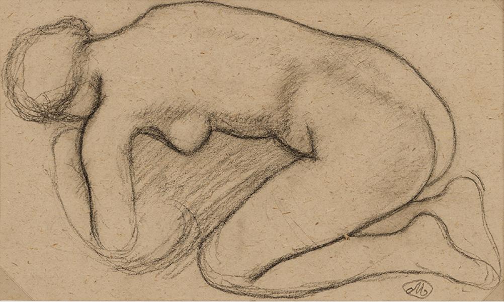Femme nue accroupie