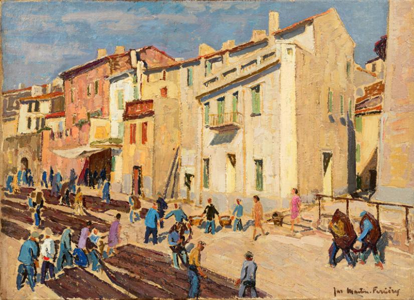 Collioure, maisons du quai, retour de pêche