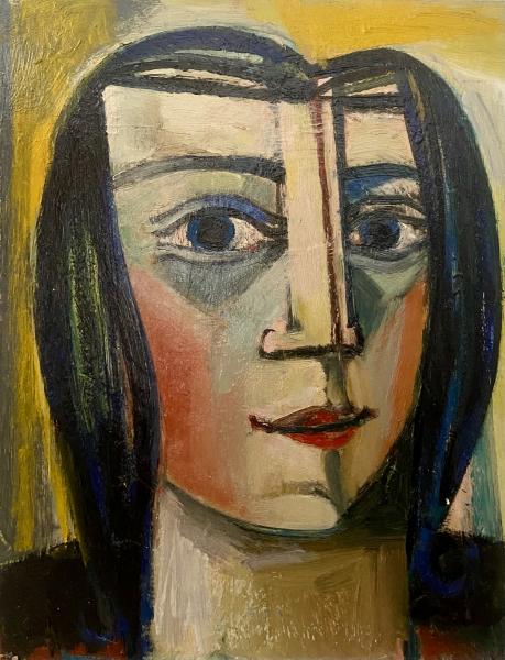 Visage franc, fond jaune, janvier 2001